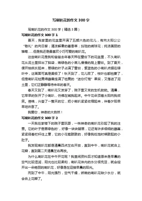 写喇叭花的作文300字（精选3篇）
