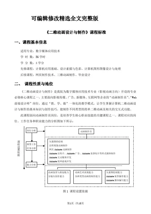 AnimateCC二维动画设计与制作-课程标准精选全文