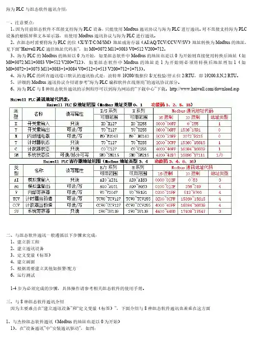 海为PLC与组态软件通讯介绍