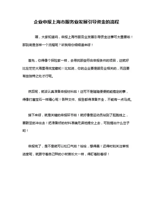 企业申报上海市服务业发展引导资金的流程