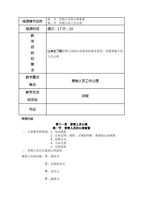营销心理学教案