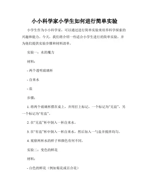 小小科学家小学生如何进行简单实验