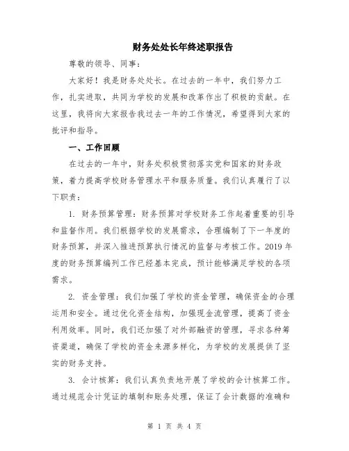财务处处长年终述职报告