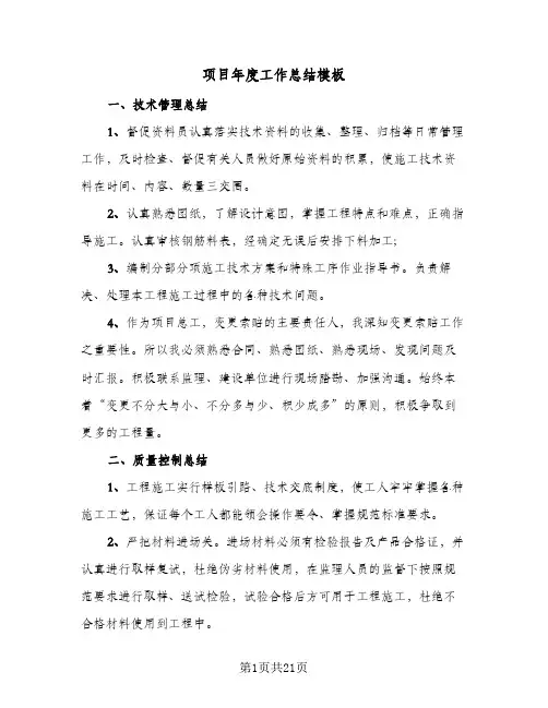 项目年度工作总结模板（六篇）