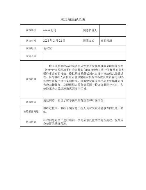 环境应急预案桌面演练记录表