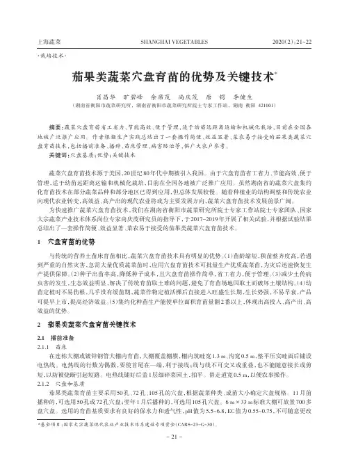 茄果类蔬菜穴盘育苗的优势及关键技术