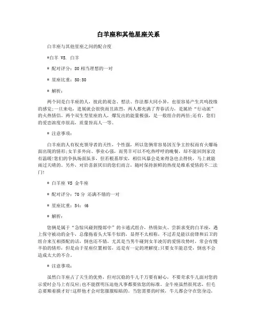 白羊座和其他星座关系
