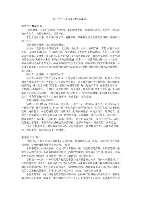 初中中考作文范文【精选10篇】