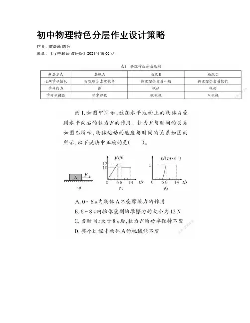 初中物理特色分层作业设计策略 