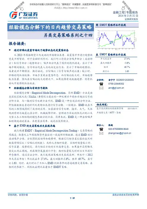 20140331-广发证券-另类交易策略系列之十四：经验模态分解下的日内趋势交易策略