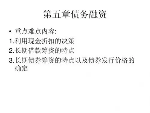 第五章 债务融资