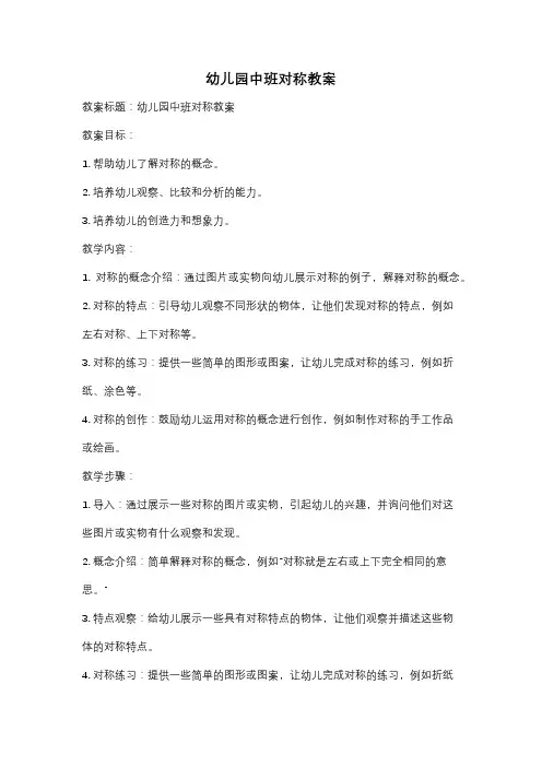 幼儿园中班对称教案