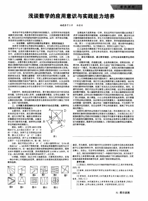 浅谈数学的应用意识与实践能力培养