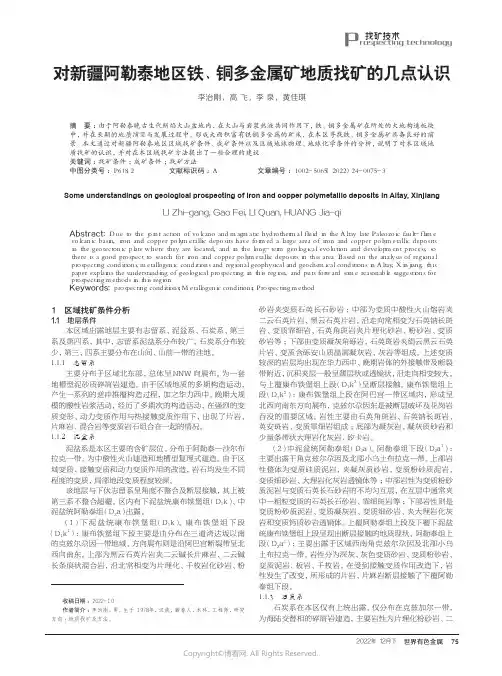 210979023_对新疆阿勒泰地区铁、铜多金属矿地质找矿的几点认识