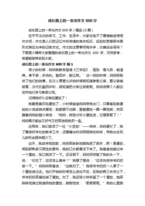 成长路上的一束光作文600字（精选15篇）