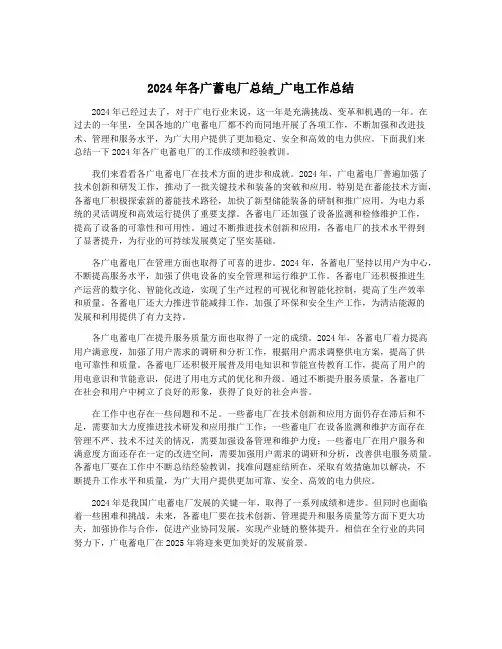 2024年各广蓄电厂总结_广电工作总结