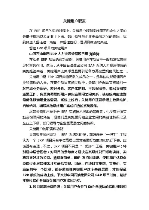 关键用户职责