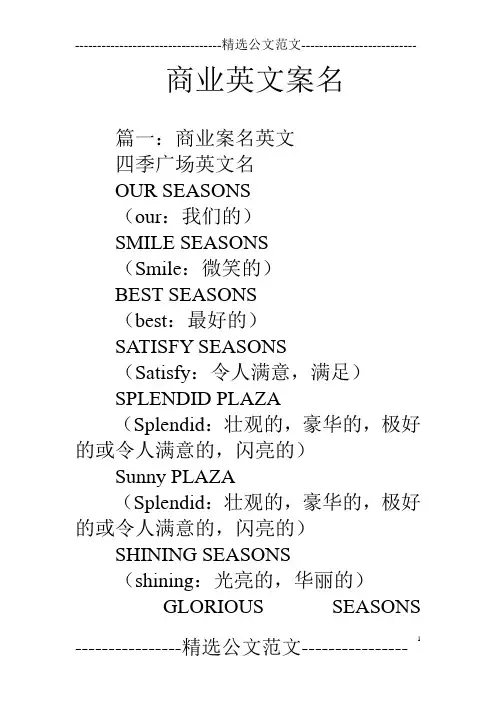 商业英文案名