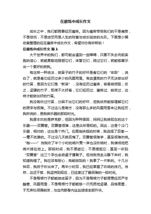 在磨炼中成长作文（精选30篇）