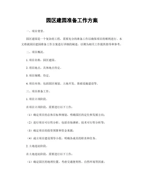 园区建园准备工作方案