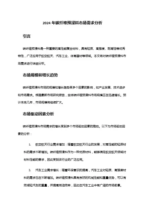 2024年碳纤维预浸料市场需求分析