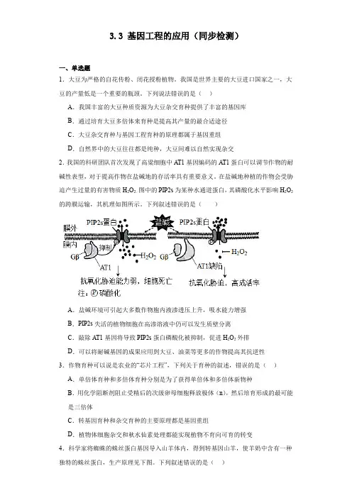 基因工程的应用(同步检测)2023-2024学年高二下学期生物人教版选择性必修3(含解析)