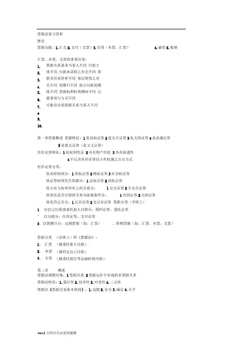 票据法复习资料(自己整理)