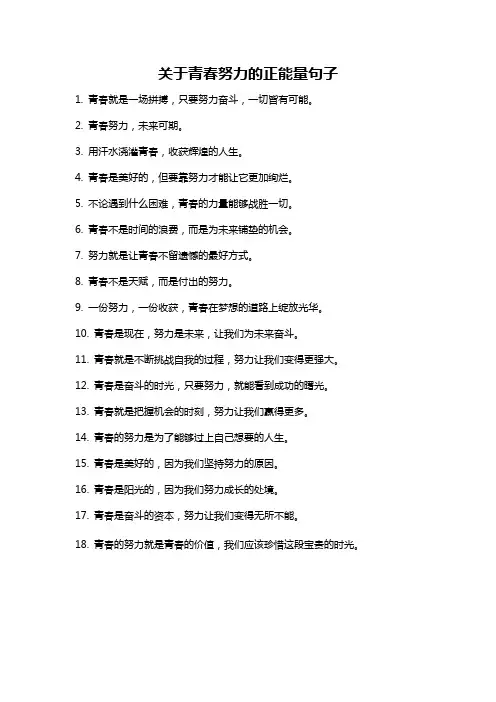 关于青春努力的正能量句子