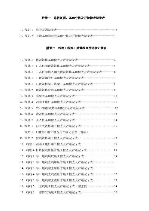 送电线路表格