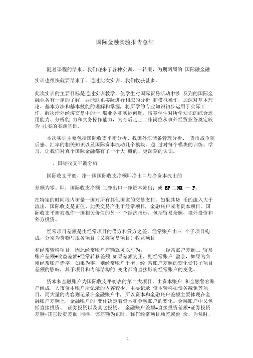 国际金融实验报告总结