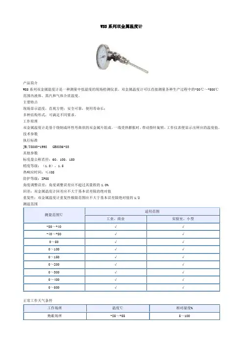WSS系列双金属温度计