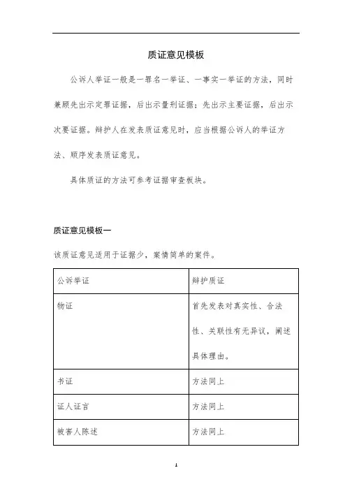 模板-质证意见