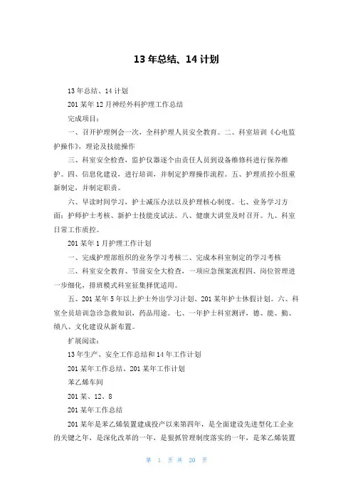 13年总结、14计划