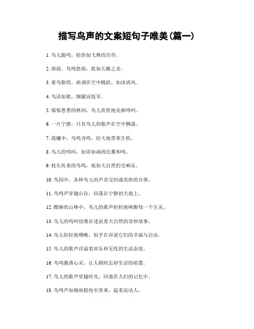 描写鸟声的文案短句子唯美(精选2篇)