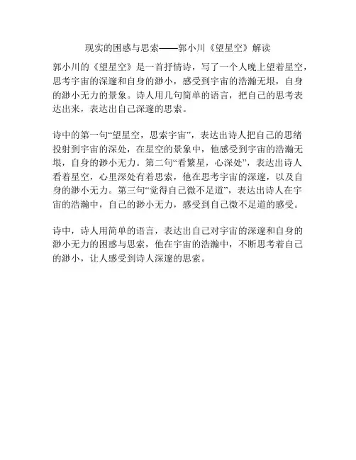 现实的困惑与思索——郭小川《望星空》解读
