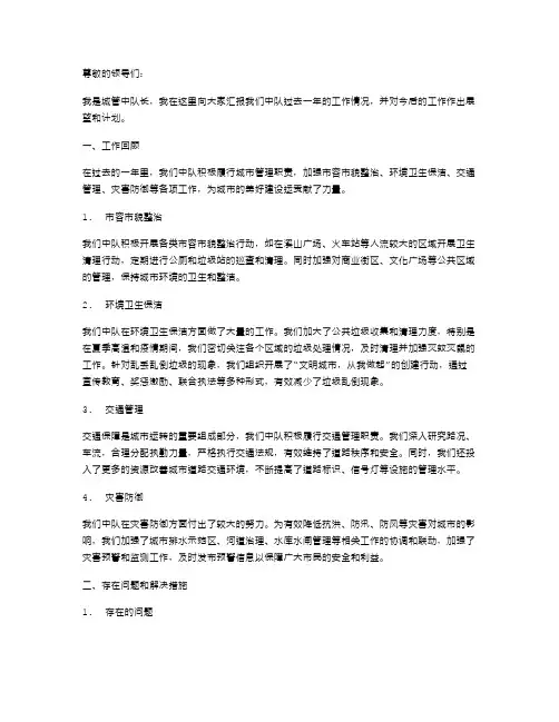 城管中队长述职报告