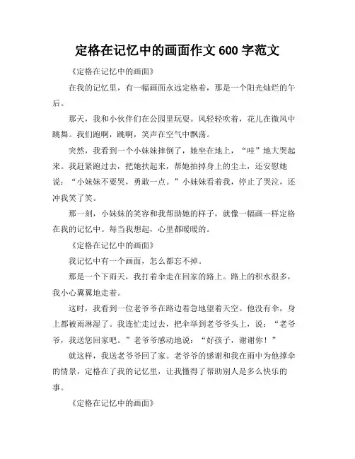 定格在记忆中的画面作文600字范文