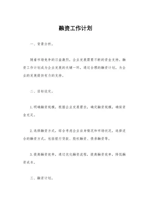 融资工作计划
