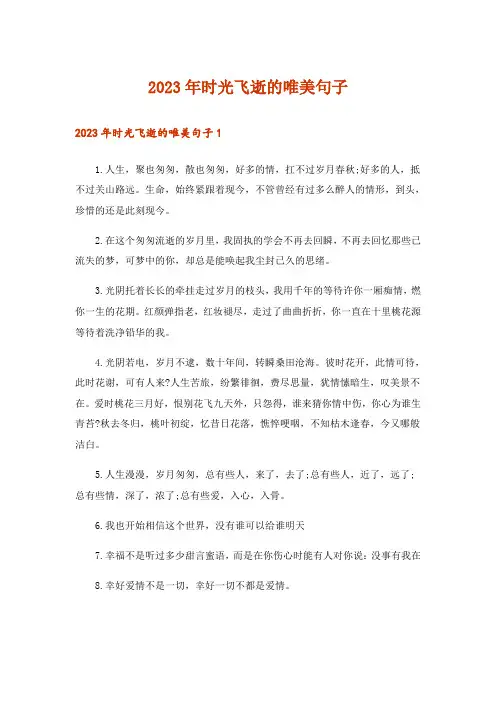 2023年时光飞逝的唯美句子
