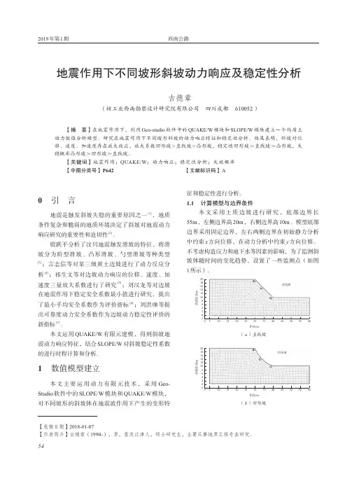 地震作用下不同坡形斜坡动力响应及稳定性分析