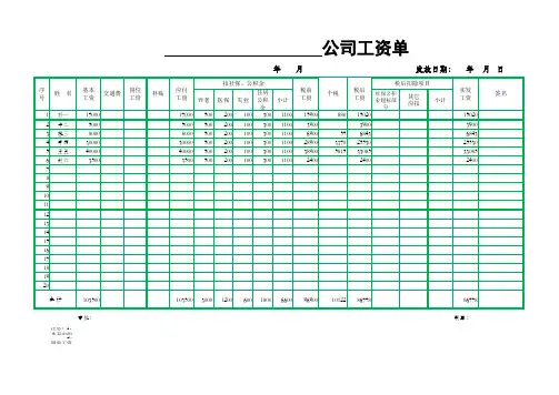 2018最新标准个税计算工资表