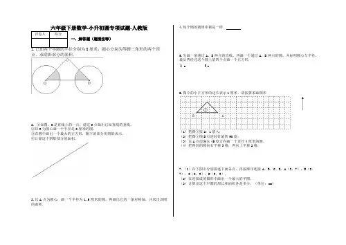 六年级下册数学-小升初圆专项试题-a30-人教版