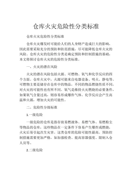 仓库火灾危险性分类标准