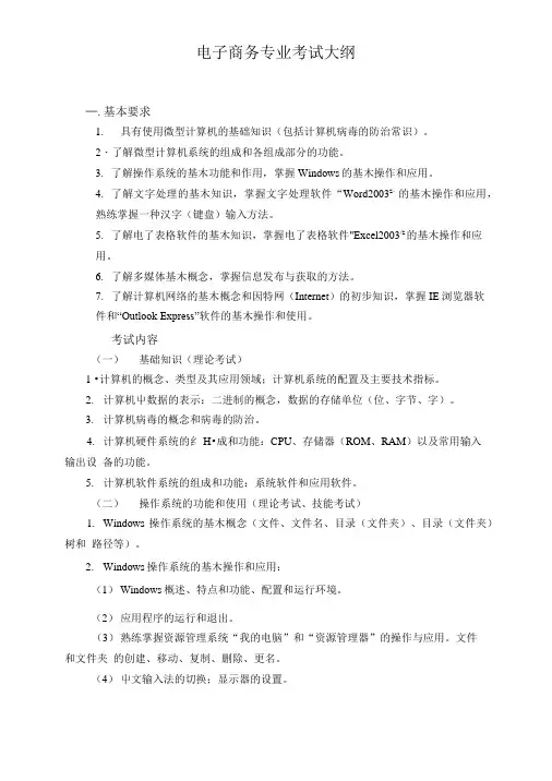 电子商务专业考试大纲.doc