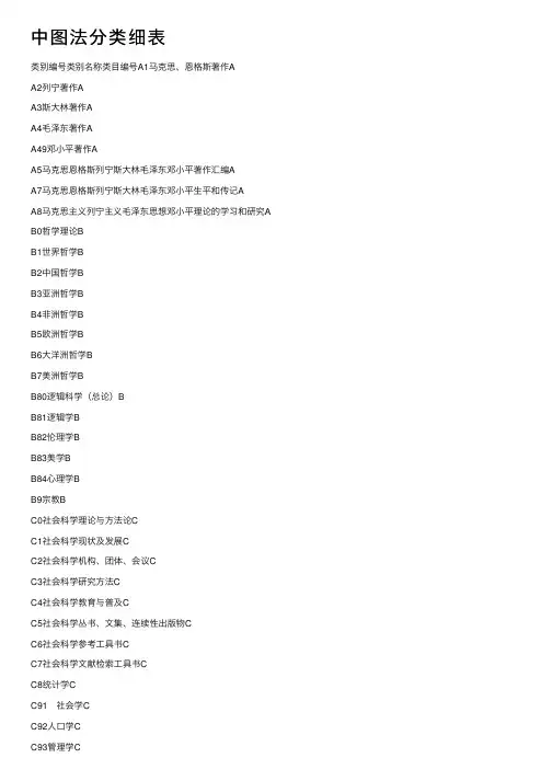 中图法分类细表