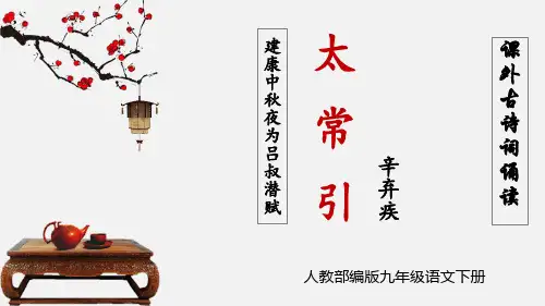 人教部编版九年级语文下册《太常引 建康中秋夜为吕叔潜赋》PPT课件