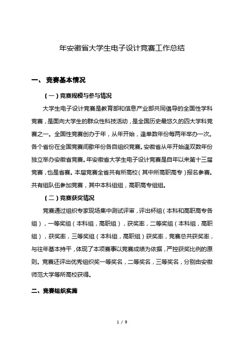 2018年安徽省大学生电子设计竞赛工作总结