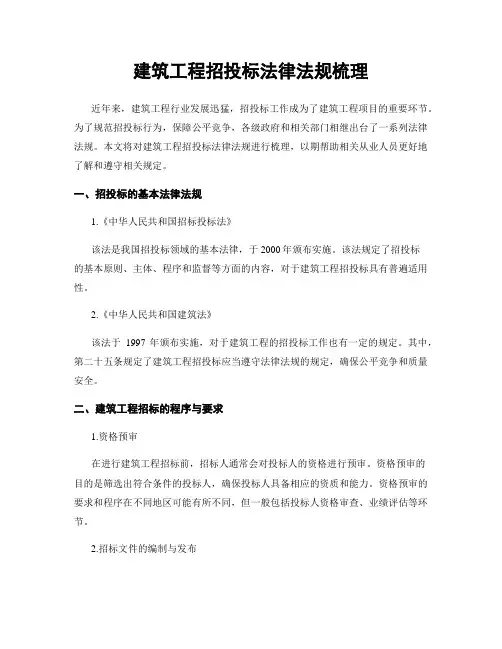 建筑工程招投标法律法规梳理