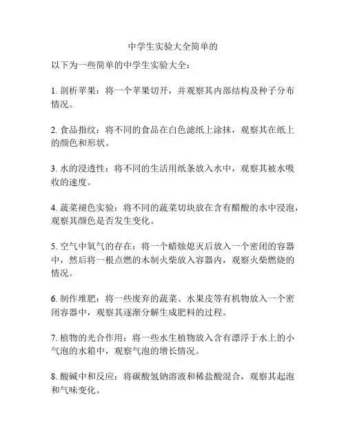中学生实验大全简单的
