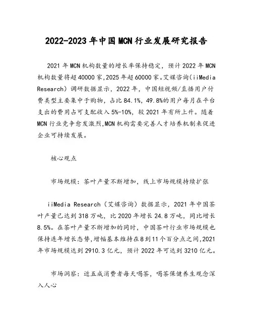 2022-2023年中国MCN行业发展研究报告